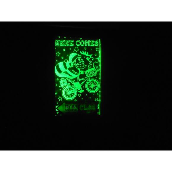 Santa Flying on Bicycle Light Up 17" Christmas Stocking 8 Modes by Yew Stuff - Picture 1 of 8